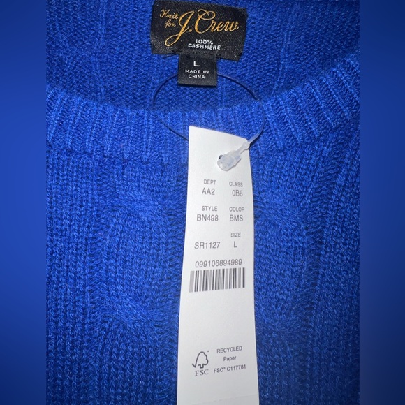 J. Crew Men’s Cashmere Cable- Knit Sweater in Stripe Size Large - Picture 3 of 6